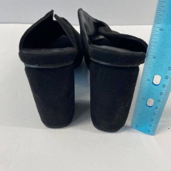 YDN Women Black Chunky Heels Peep Toe Backless Mules Sandals Dress Shoes - Picture 4 of 6